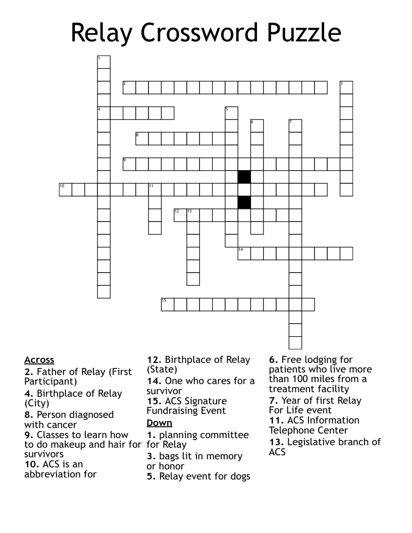 Relay Crossword Puzzle