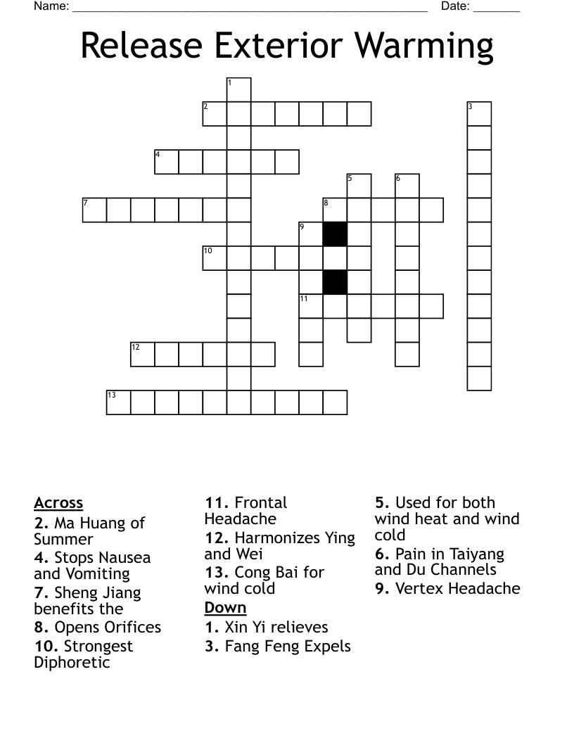 Release Exterior Warming Crossword