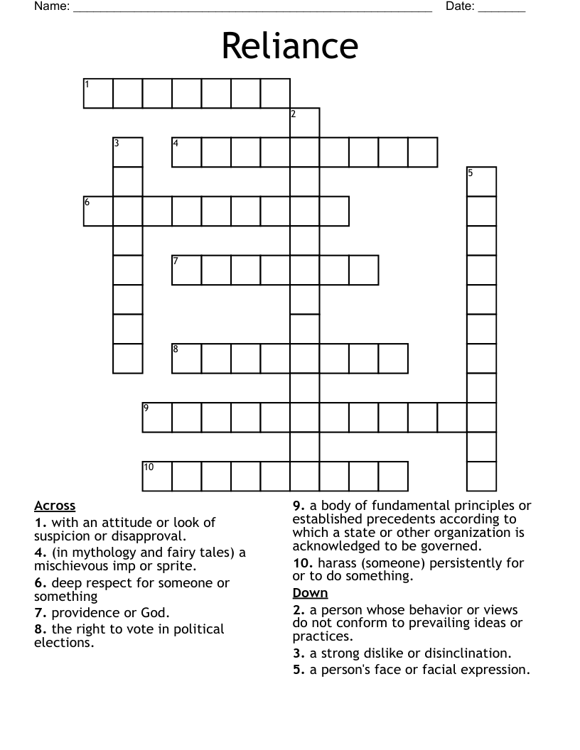 Reliance  Crossword
