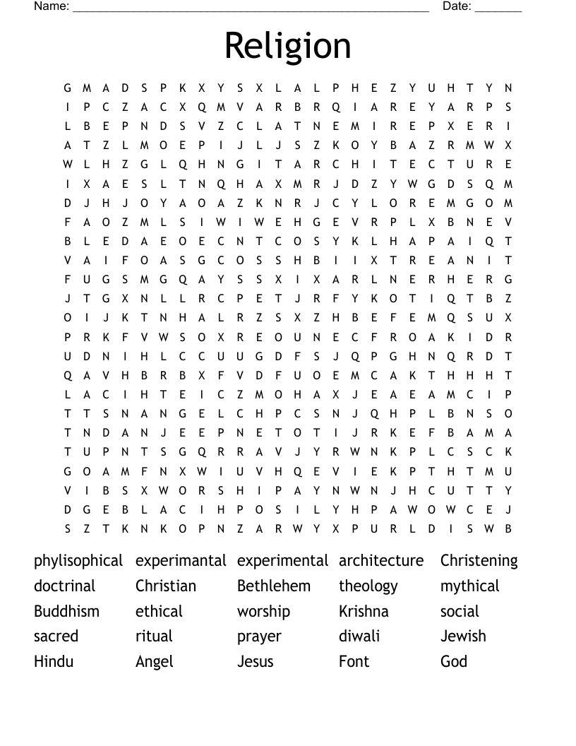 Religion Word Search