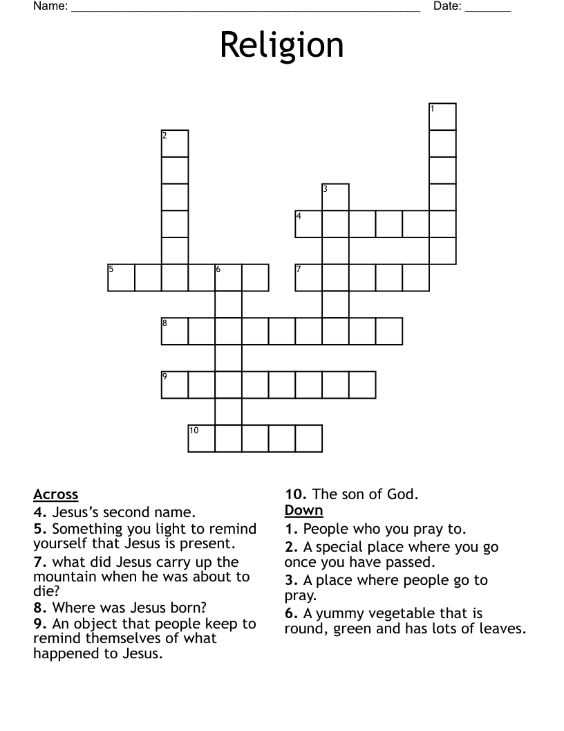 Religion Crossword