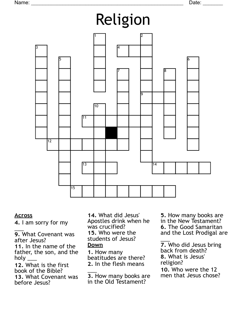 Religion Crossword