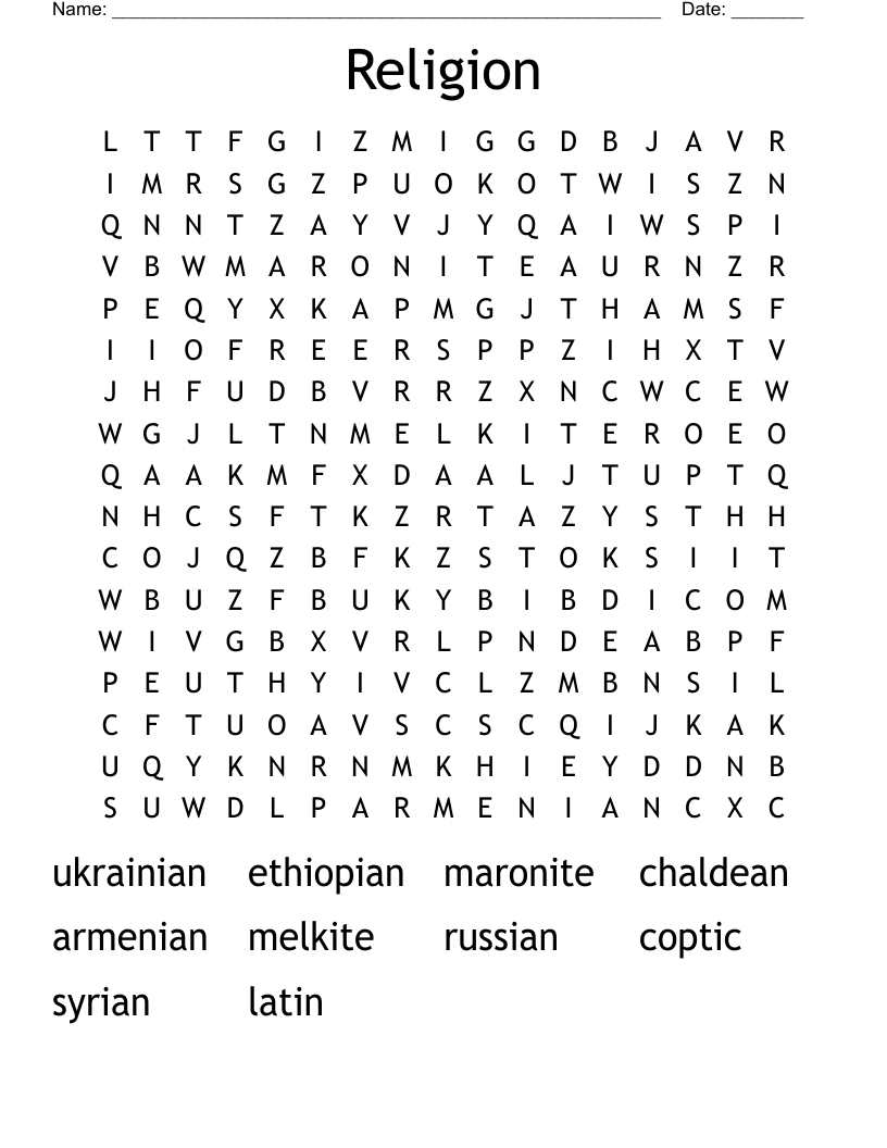Religion Word Search