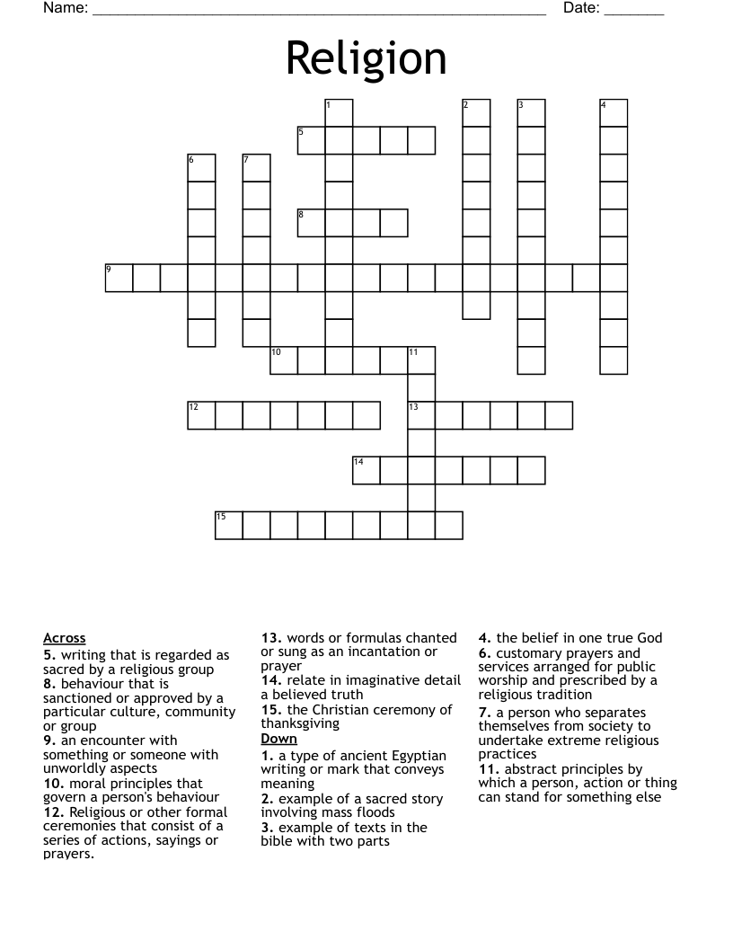 Religion Crossword