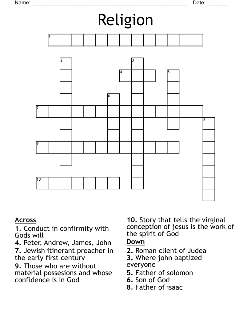 Religion Crossword