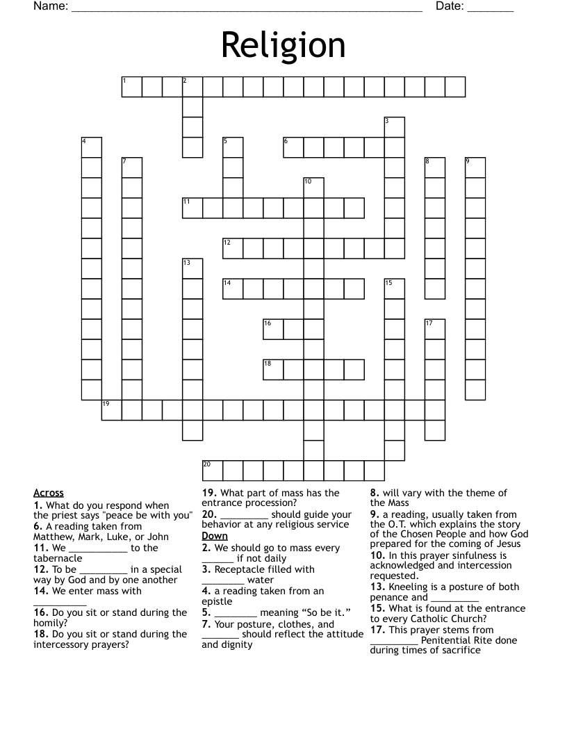 Religion Crossword
