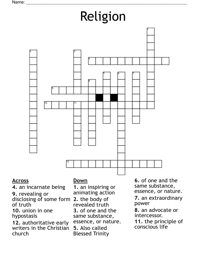 Religion Crossword