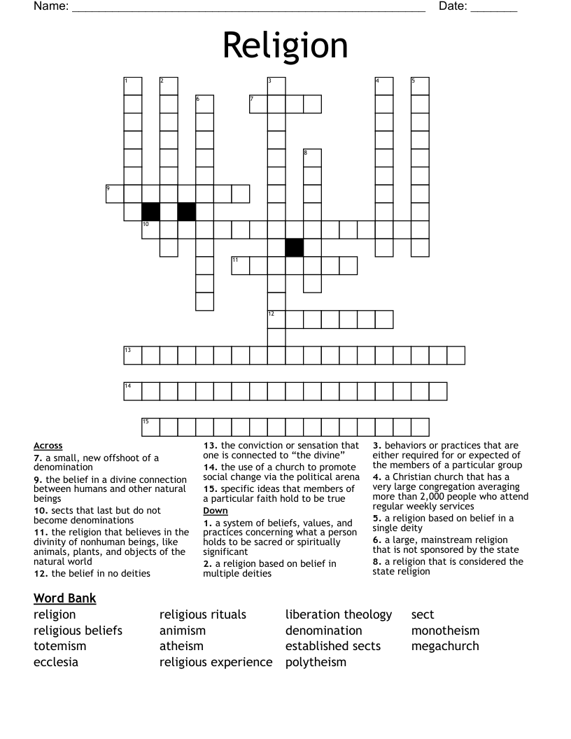 Religion Crossword