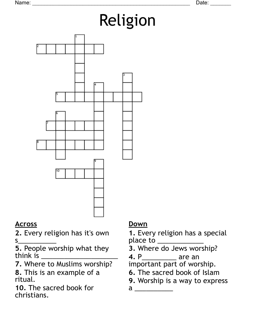 Religion Crossword