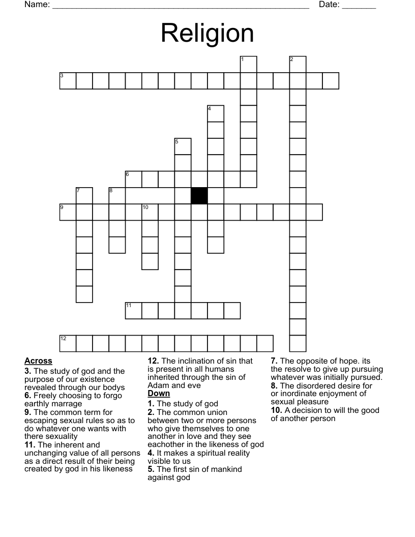 Religion Crossword
