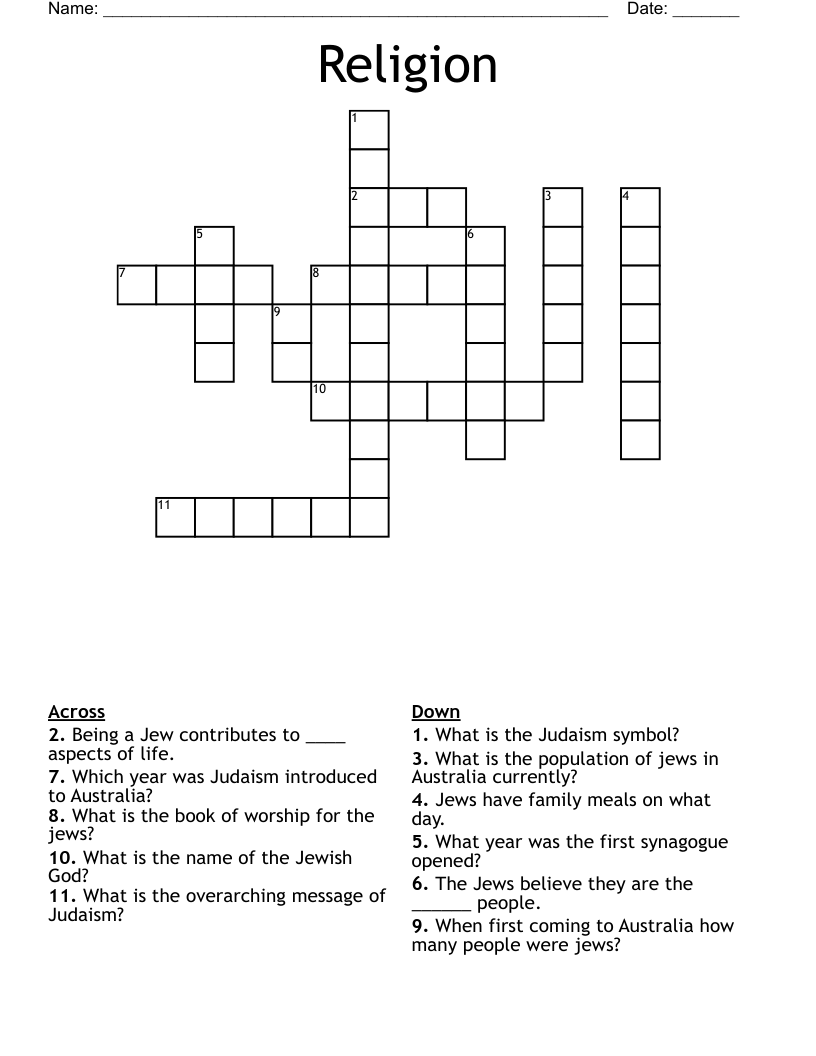 Religion Crossword