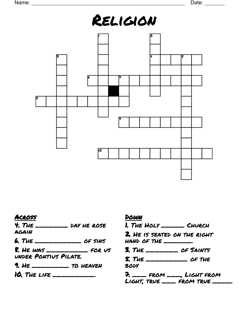 Religion Crossword