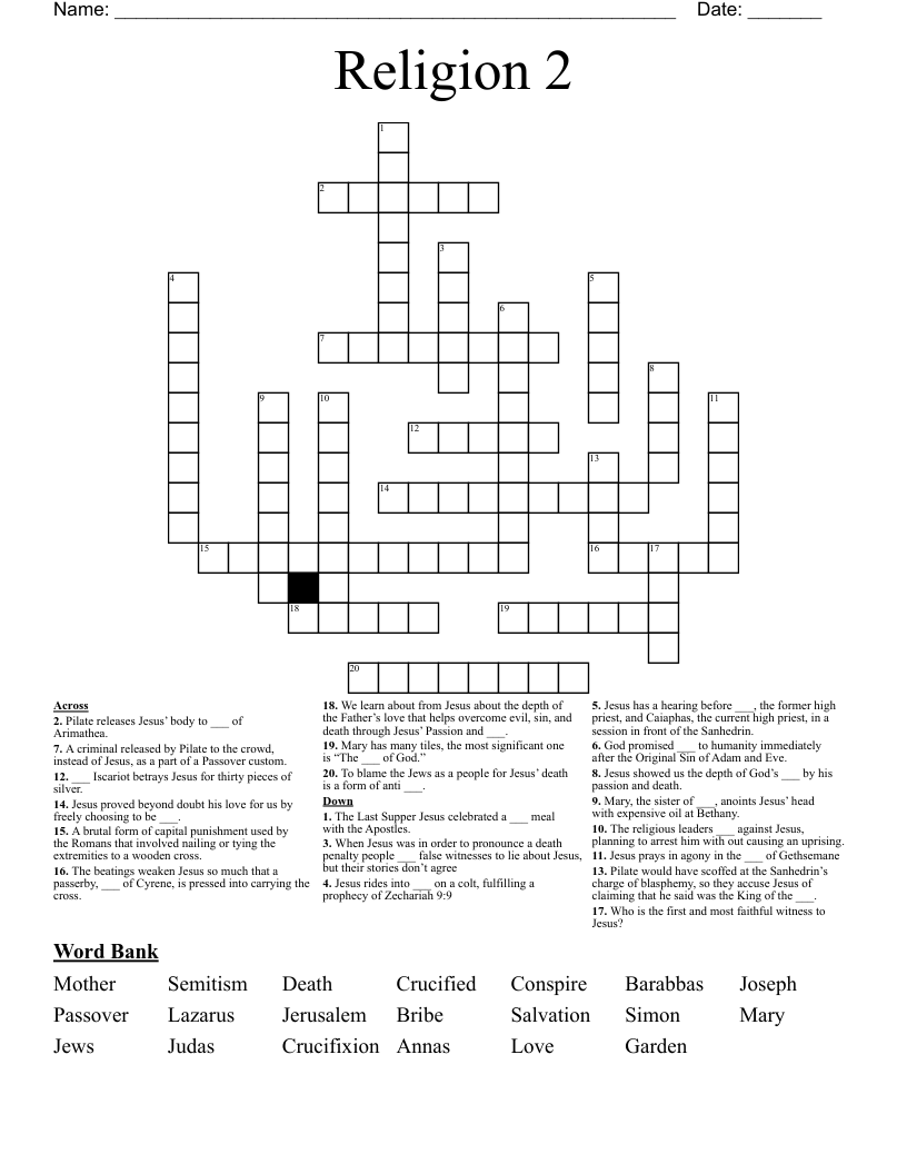 Religion 2 Crossword