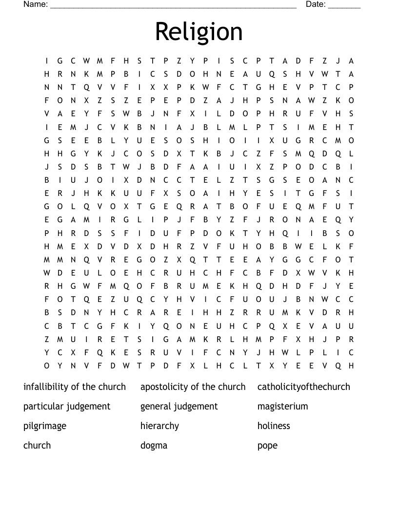 Religion Word Search