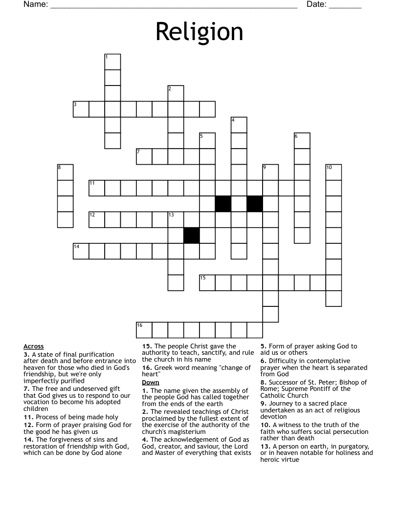 Religion Crossword