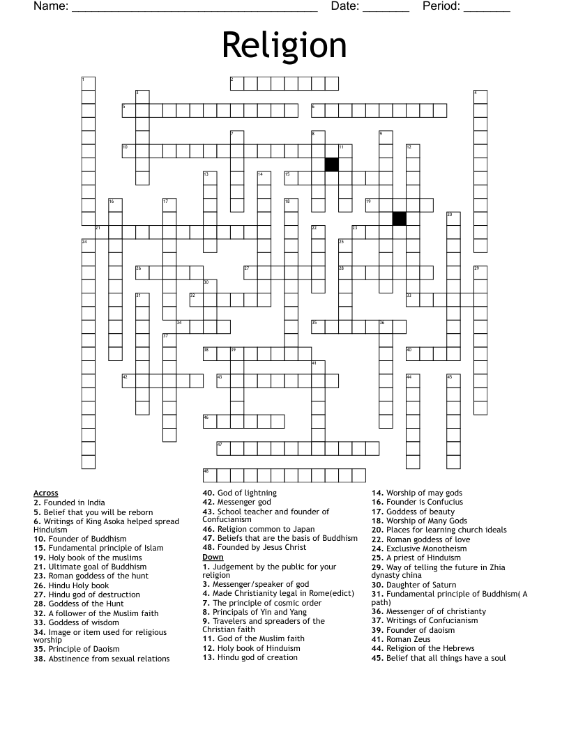 Religion Crossword