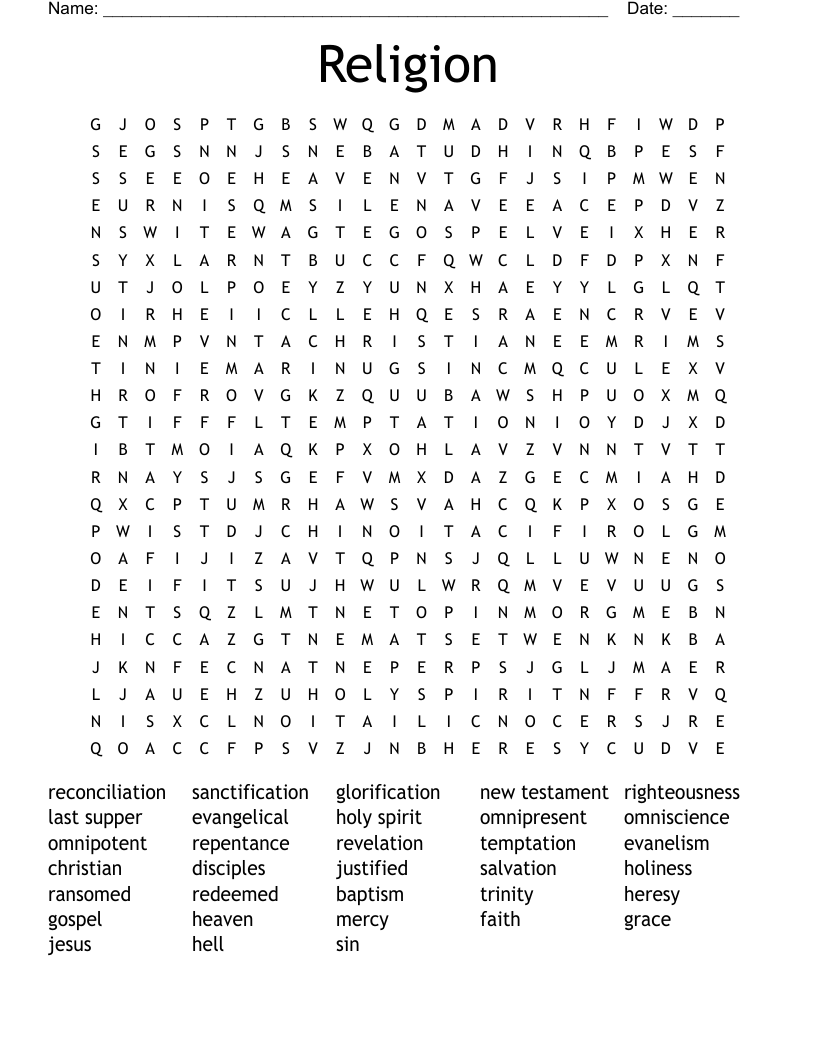 Religion Word Search