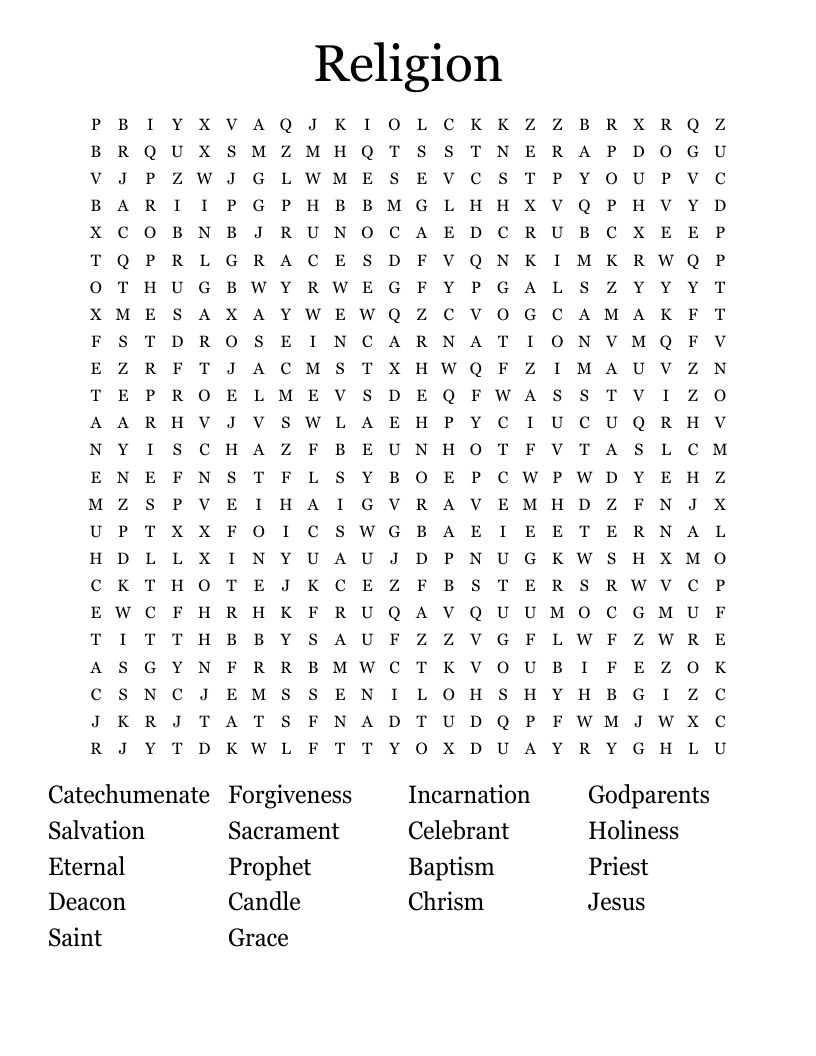 Religion Word Search