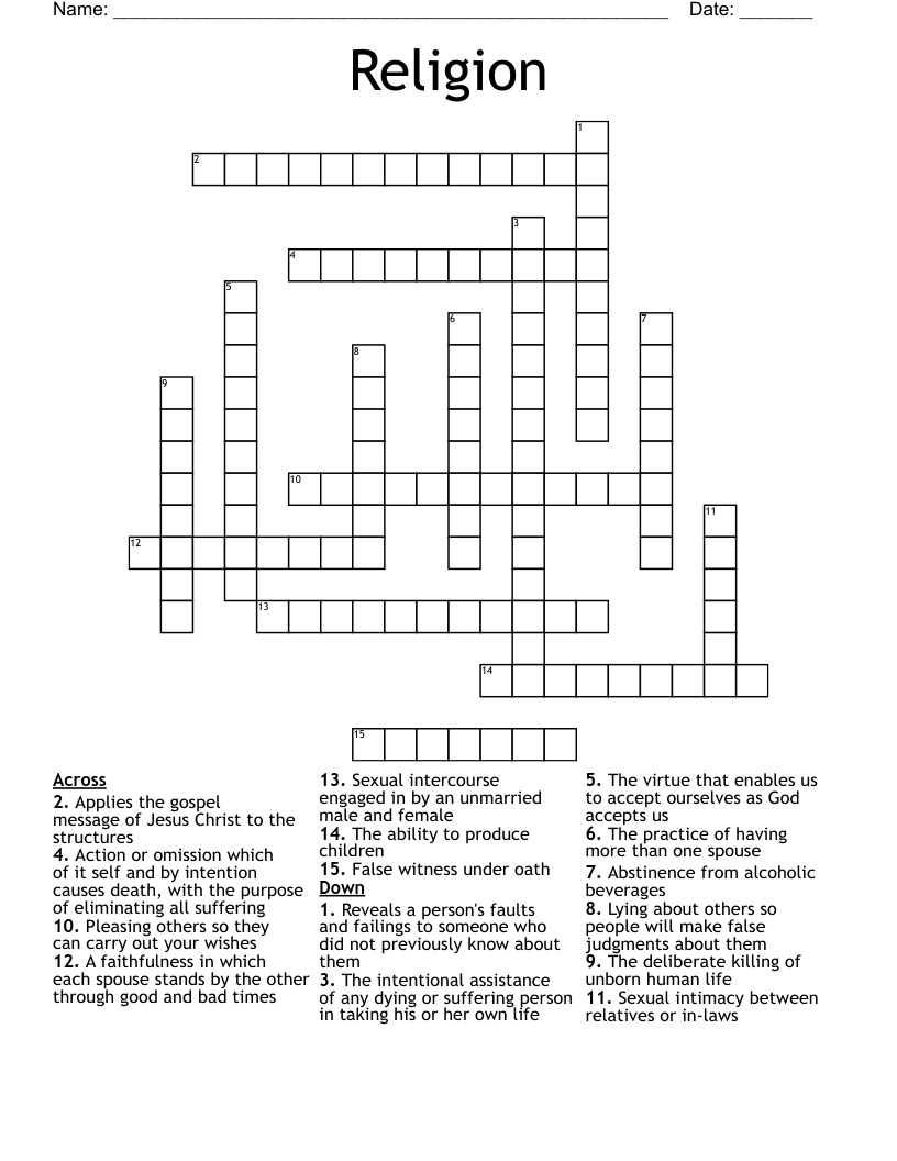 Religion Crossword