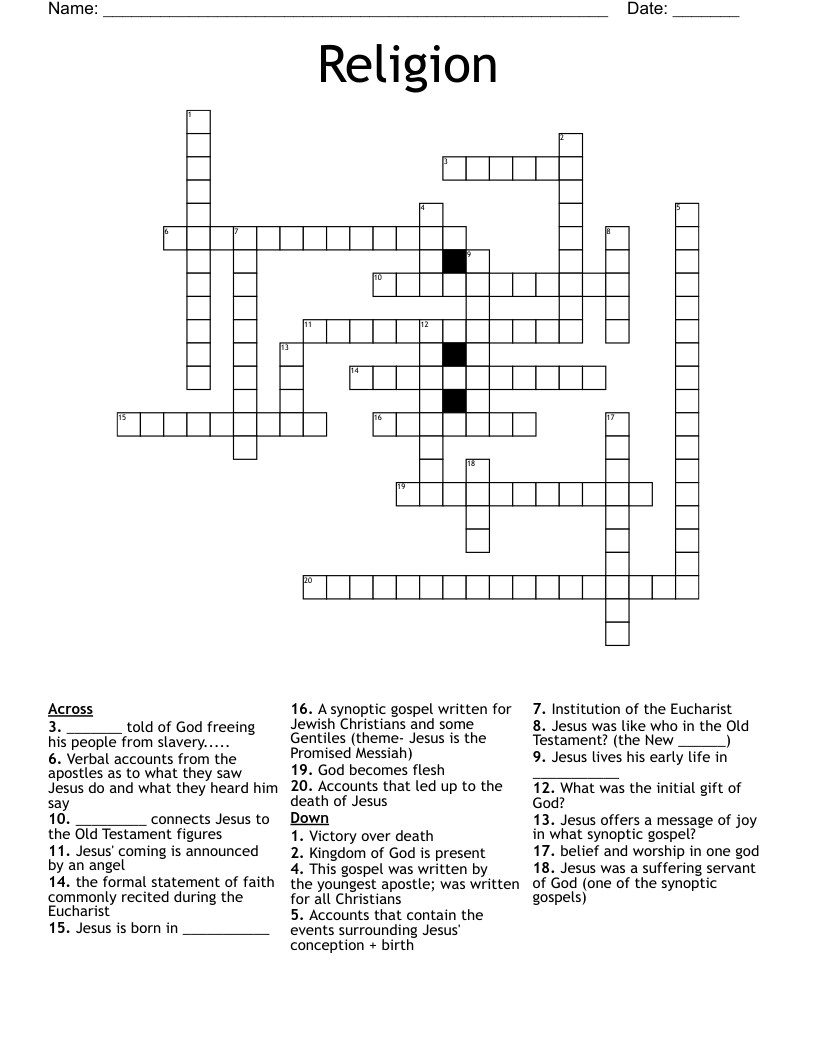 Religion Crossword