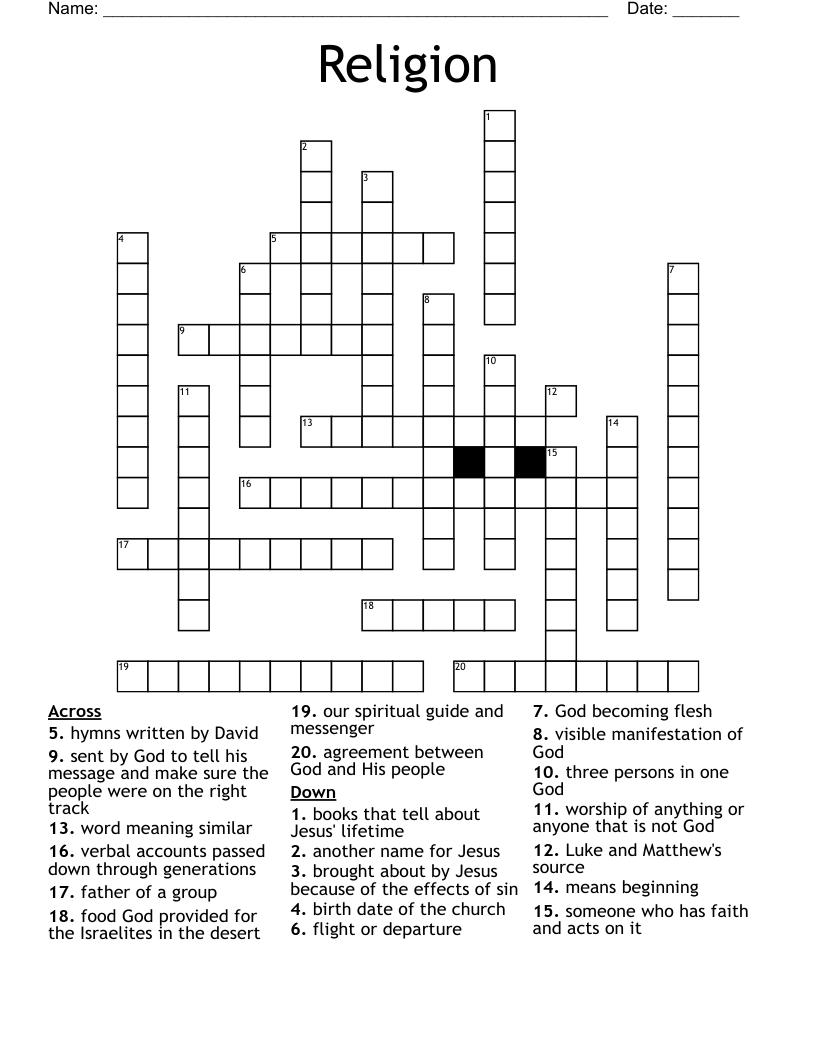 Religion Crossword