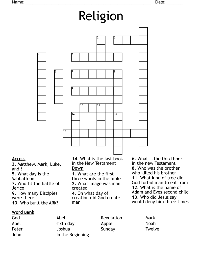 Religion Crossword