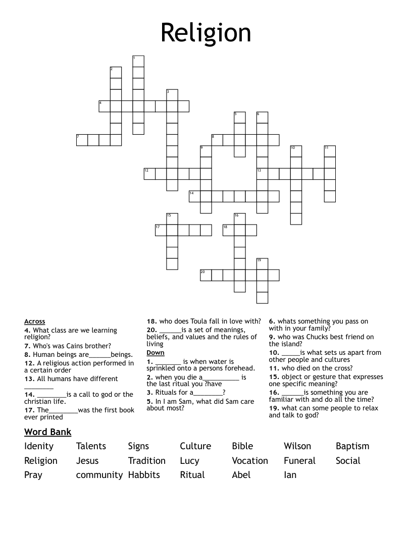 Religion Crossword