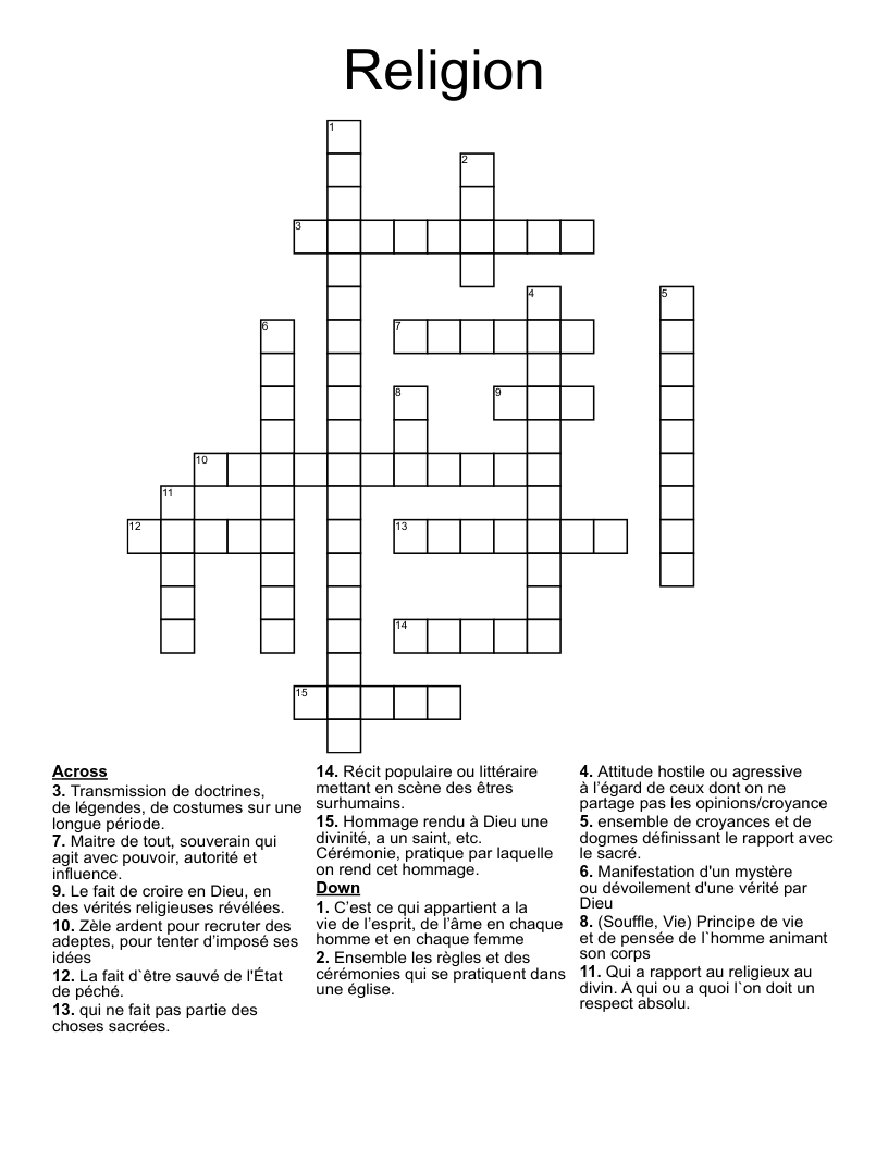 Religion Crossword