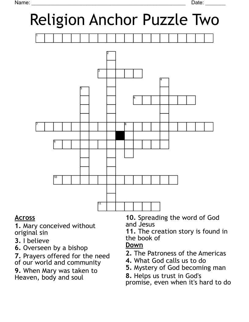 Religion Anchor Puzzle Two Crossword