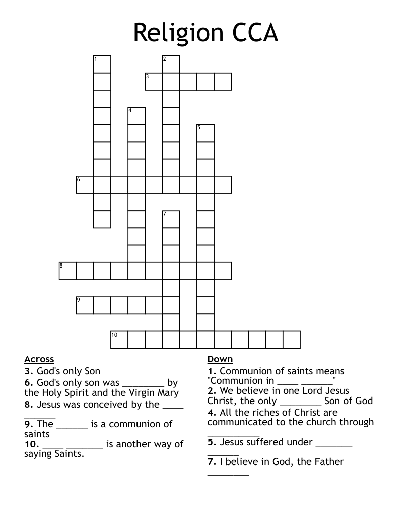 Religion CCA Crossword