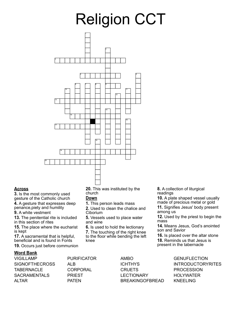 Religion CCT Crossword