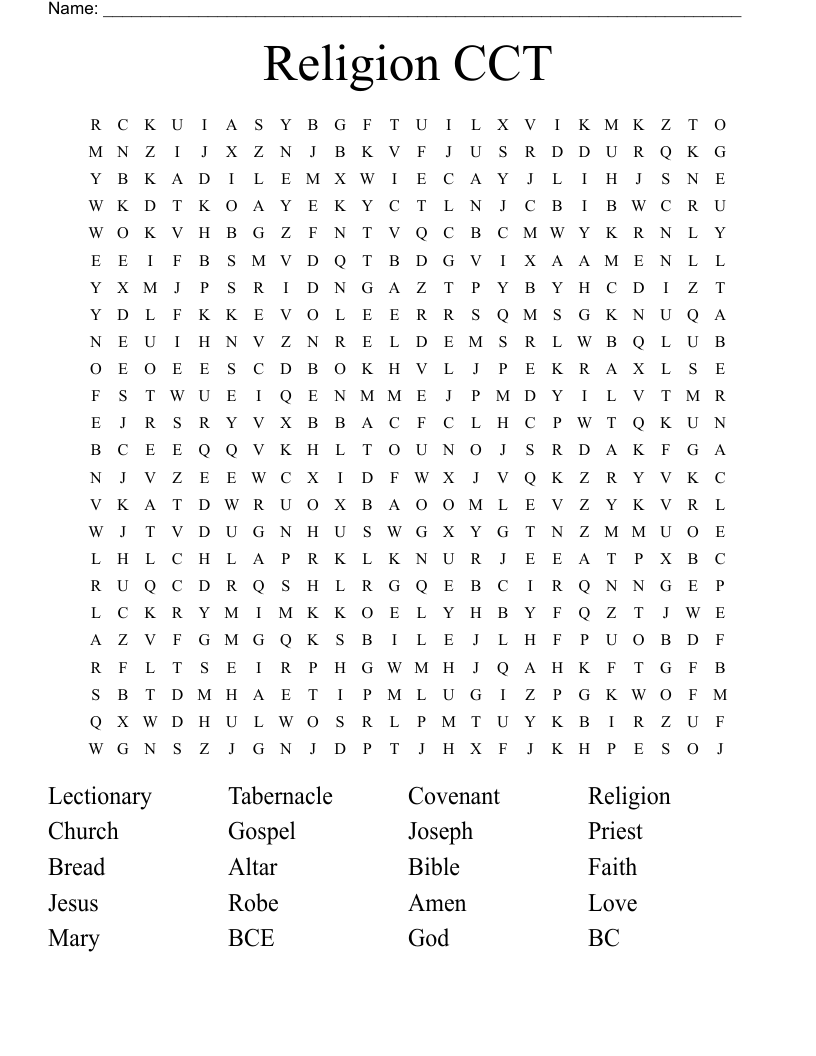 Religion CCT Word Search