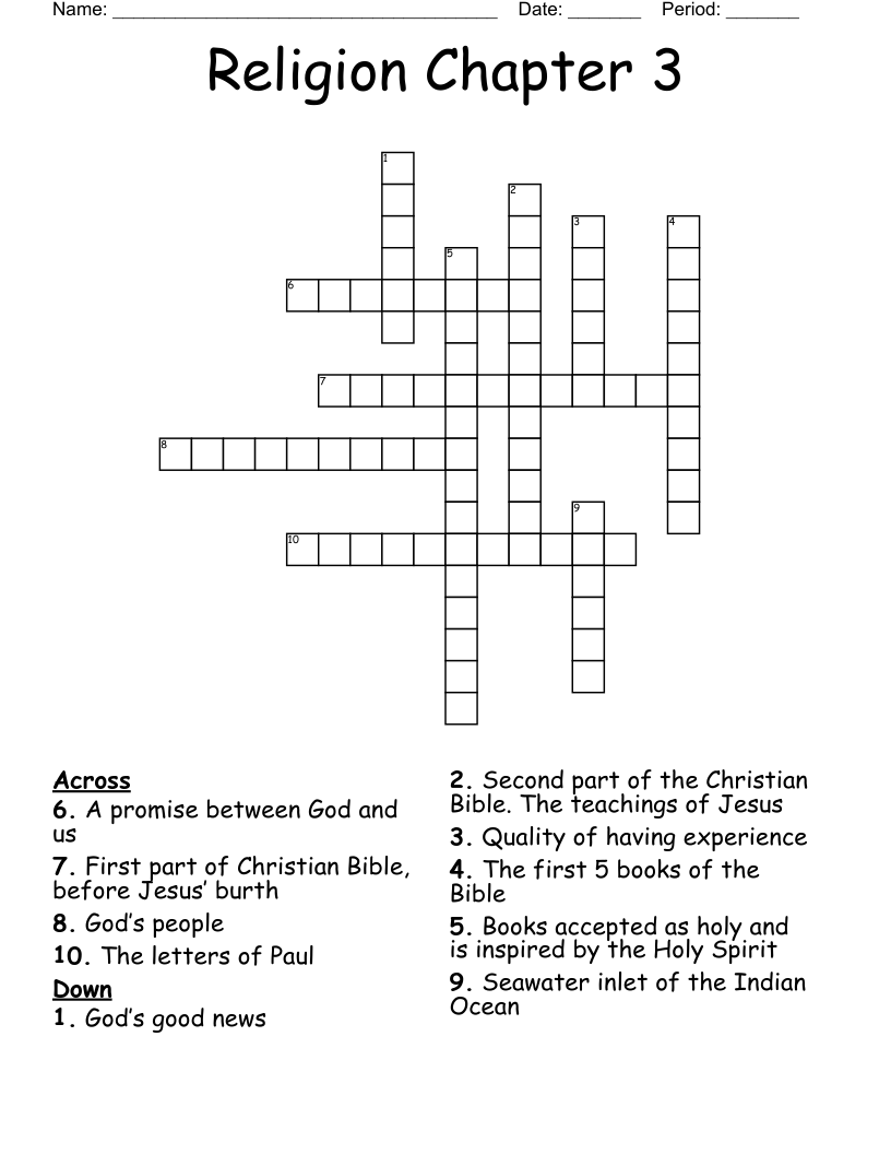 Religion Chapter 3 Crossword