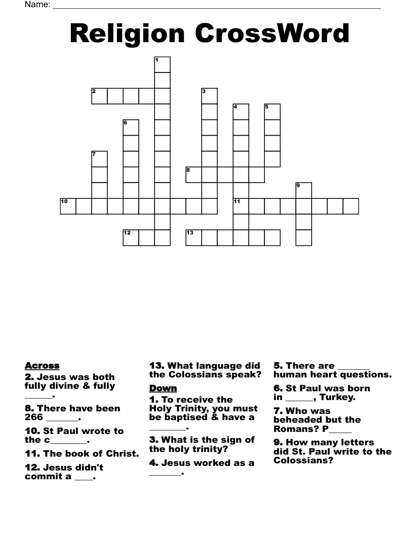 Religion CrossWord