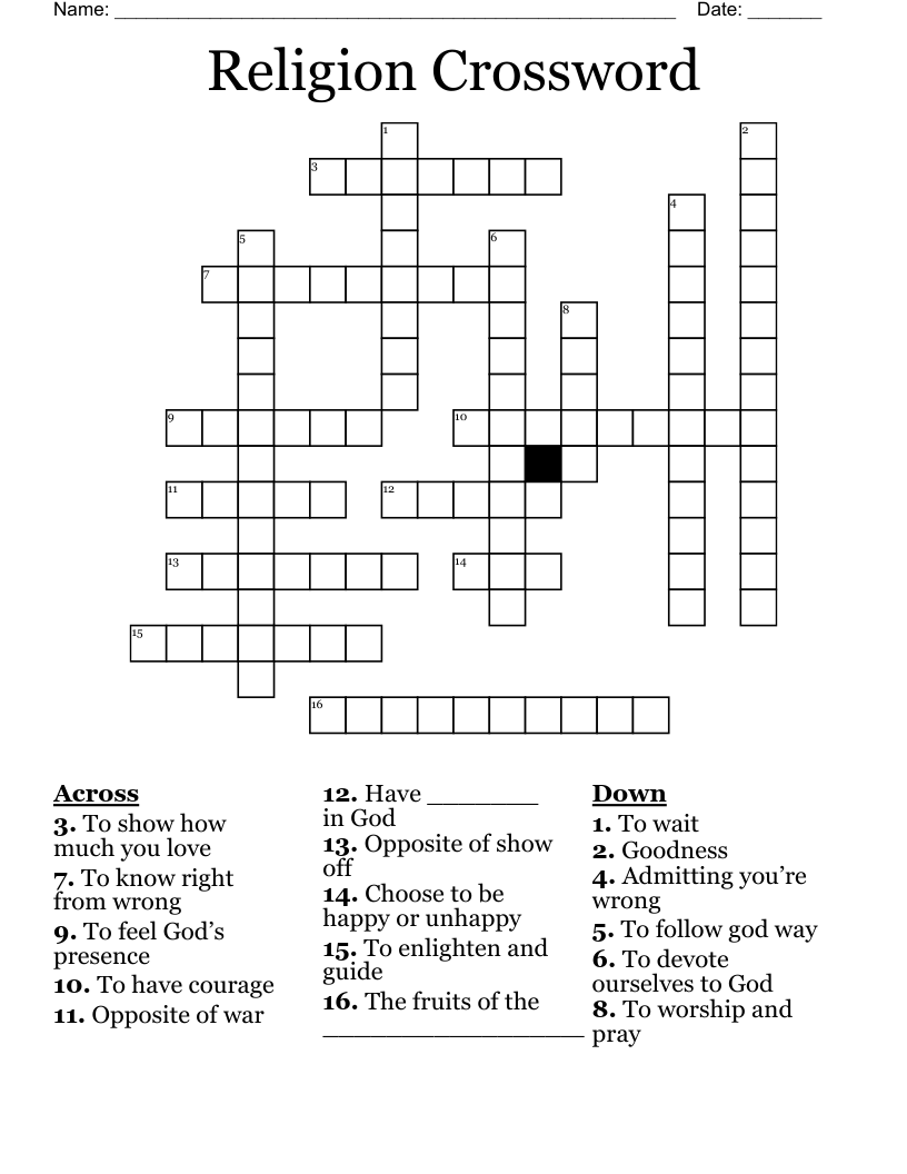 Religion Crossword