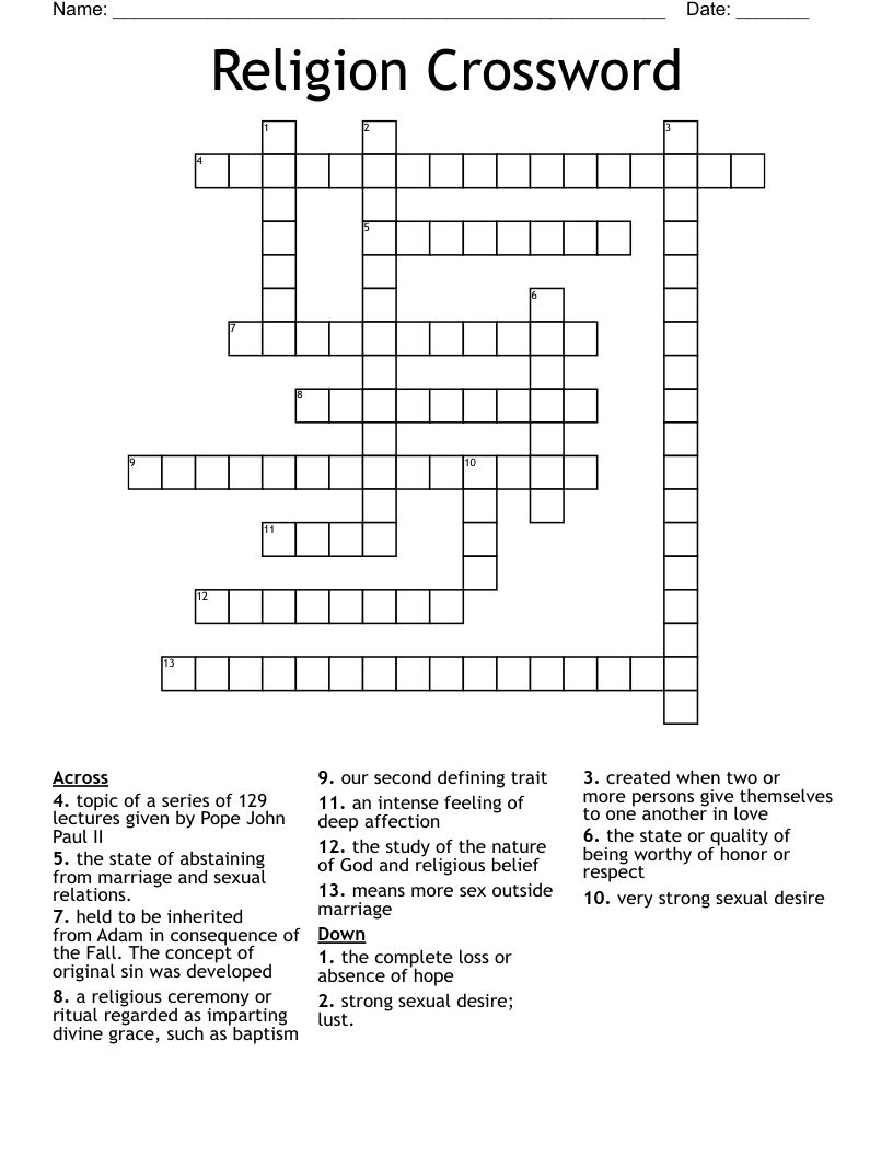 Religion Crossword