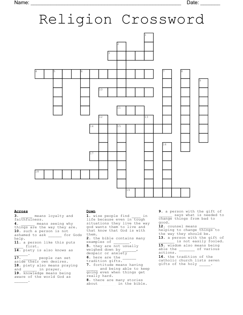 Religion Crossword