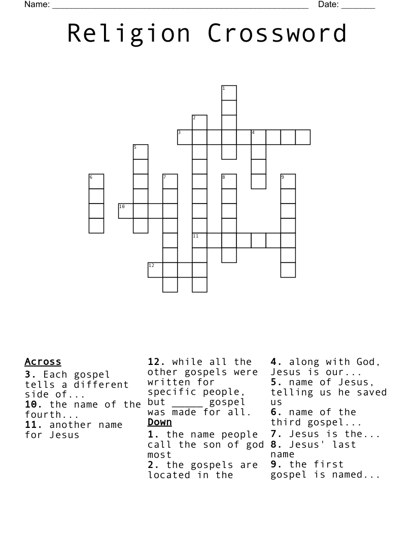 Religion Crossword