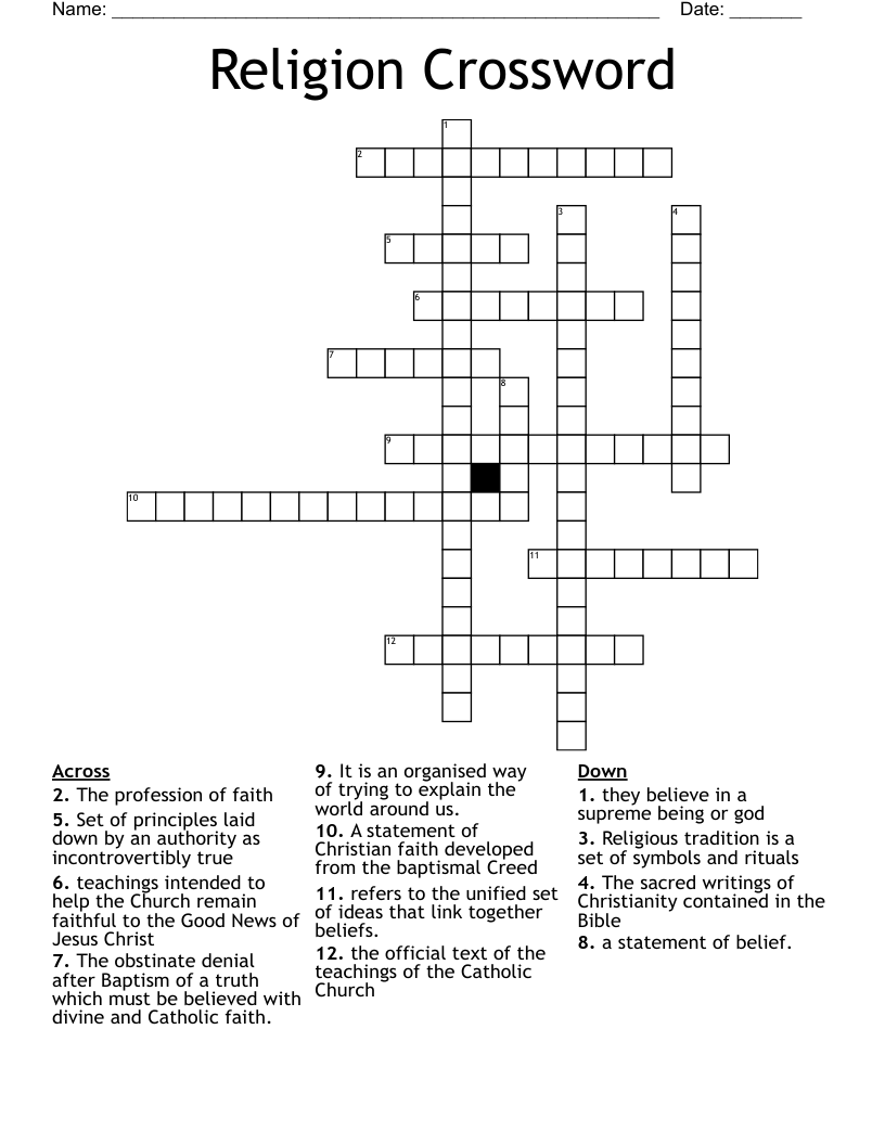 Religion Crossword