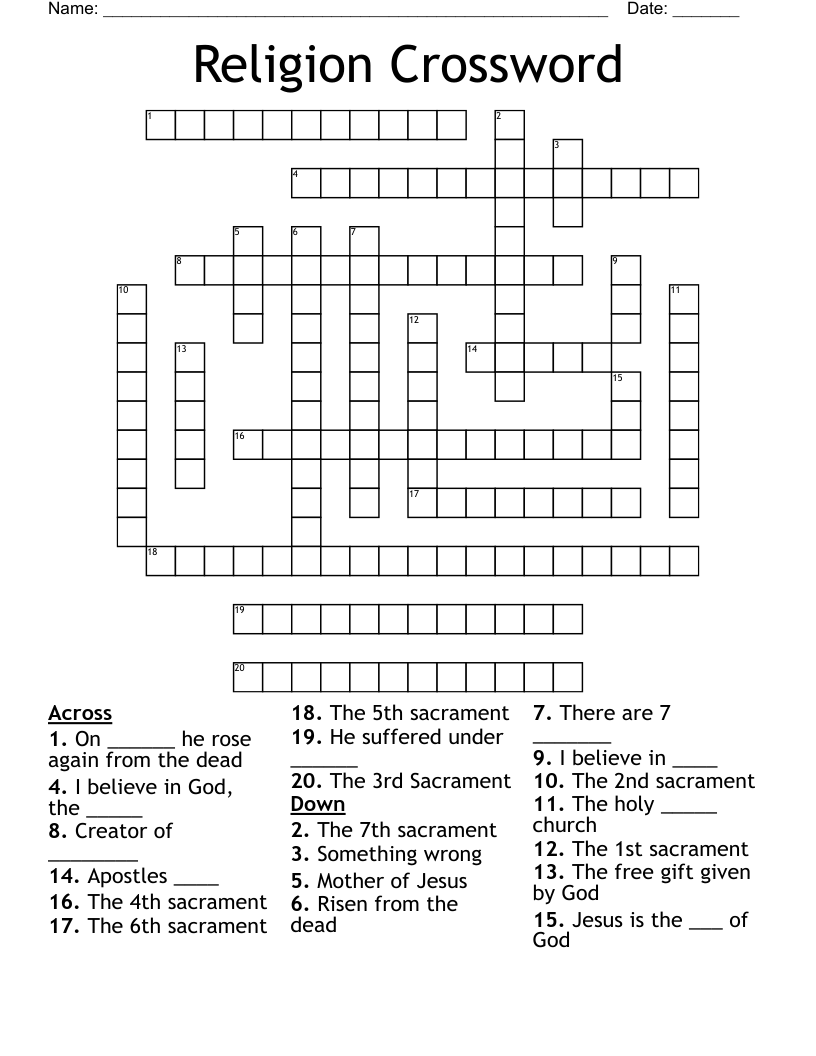 Religion Crossword