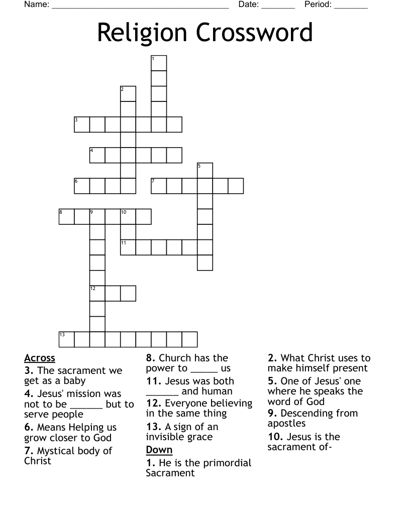 Religion Crossword