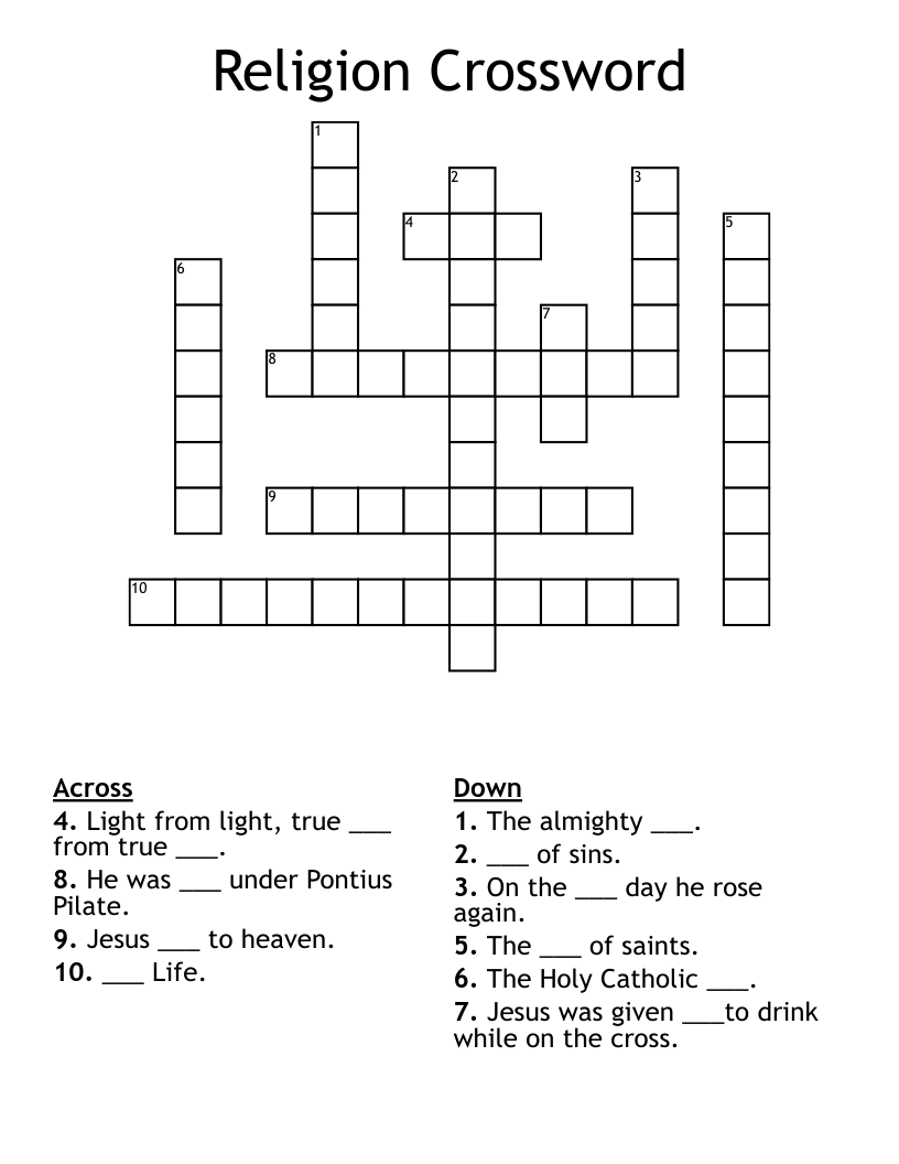 Religion Crossword