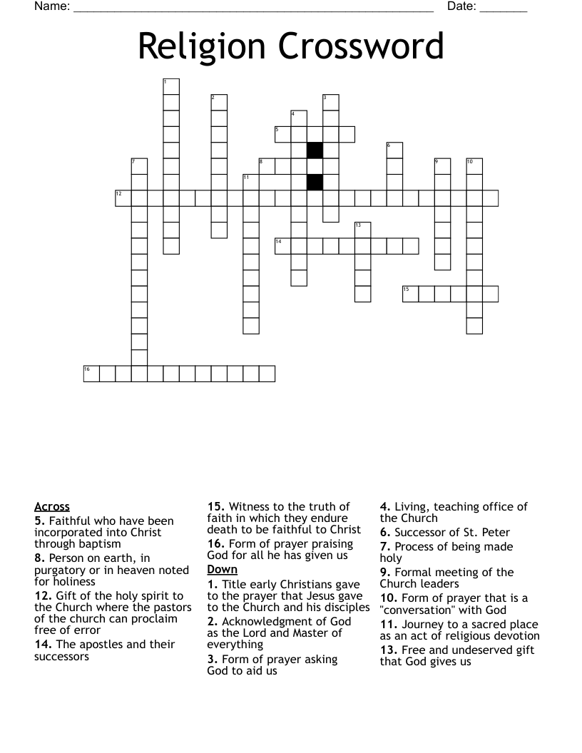 Religion Crossword