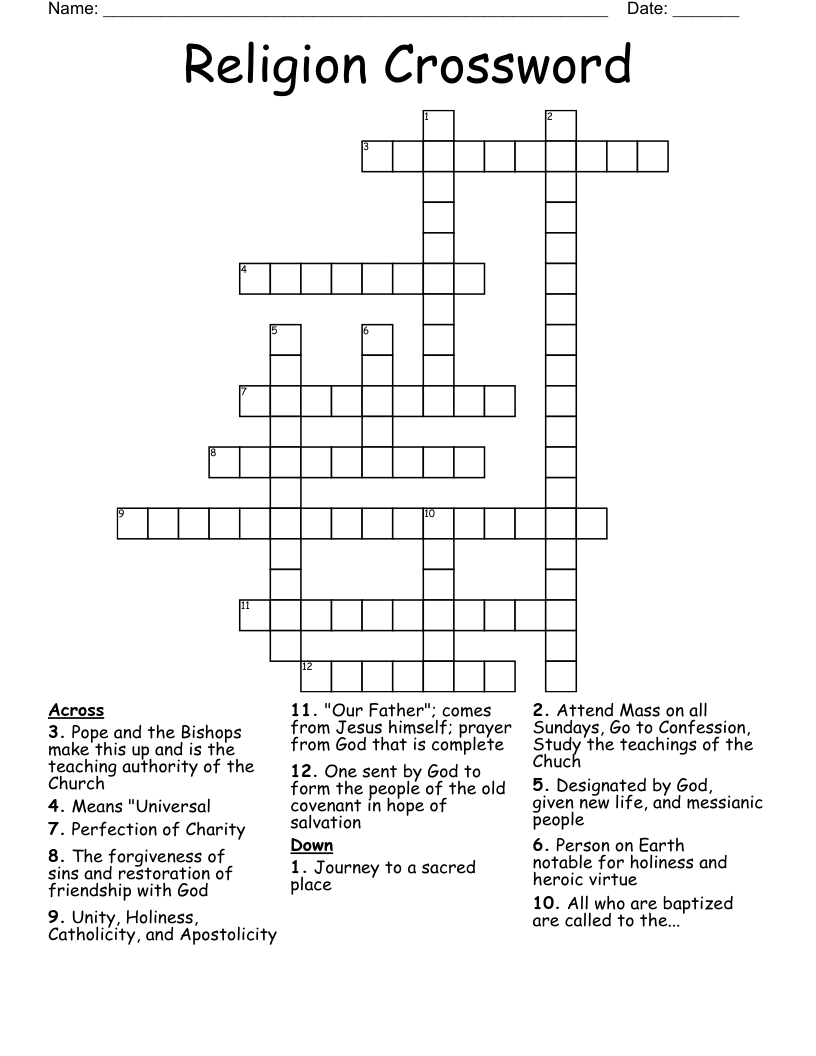 Religion Crossword