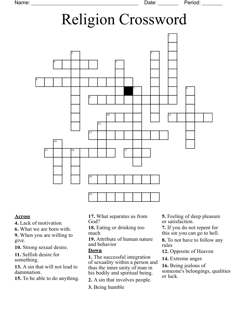 Religion Crossword