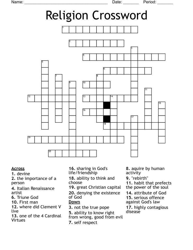 Religion Crossword