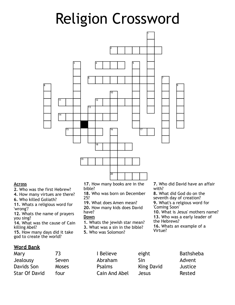 Religion Crossword
