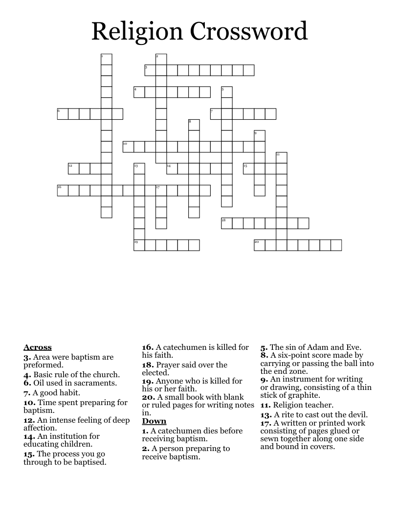 Religion Crossword