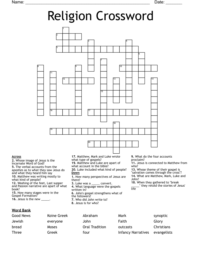 Religion Crossword