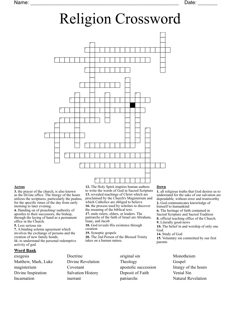 Religion Crossword